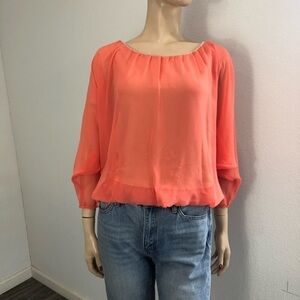 Pamela made it Italy flow long sleeve see true blouse peach size:S